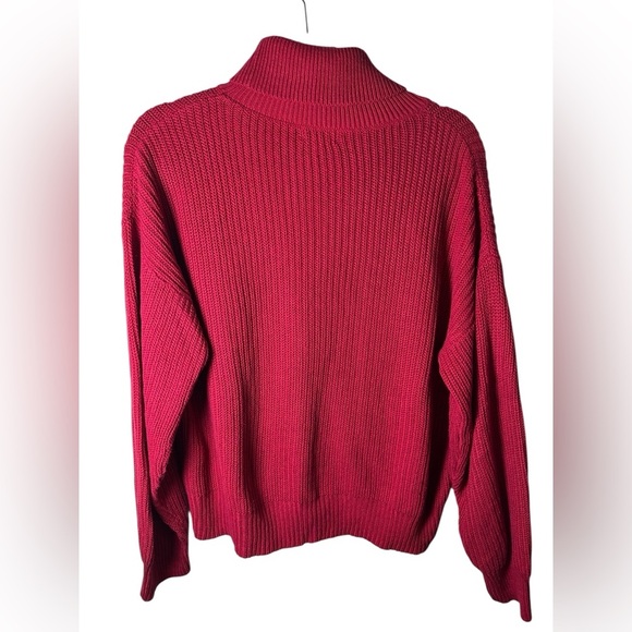 Ambiance Apparel Women’s Sweater Large Red Turtleneck Ribbed Knit Long Sleeve - Picture 6 of 8